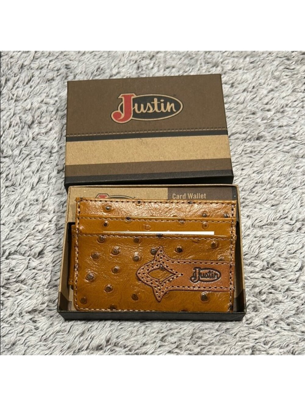 Justin Boots genuine leather CARD WALLET with money clip men's new in box